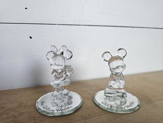 Glass Minnie & Mickey Figurines 