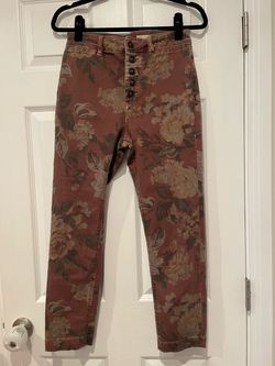 Floral Print High-Rise Button-Fly Jeans