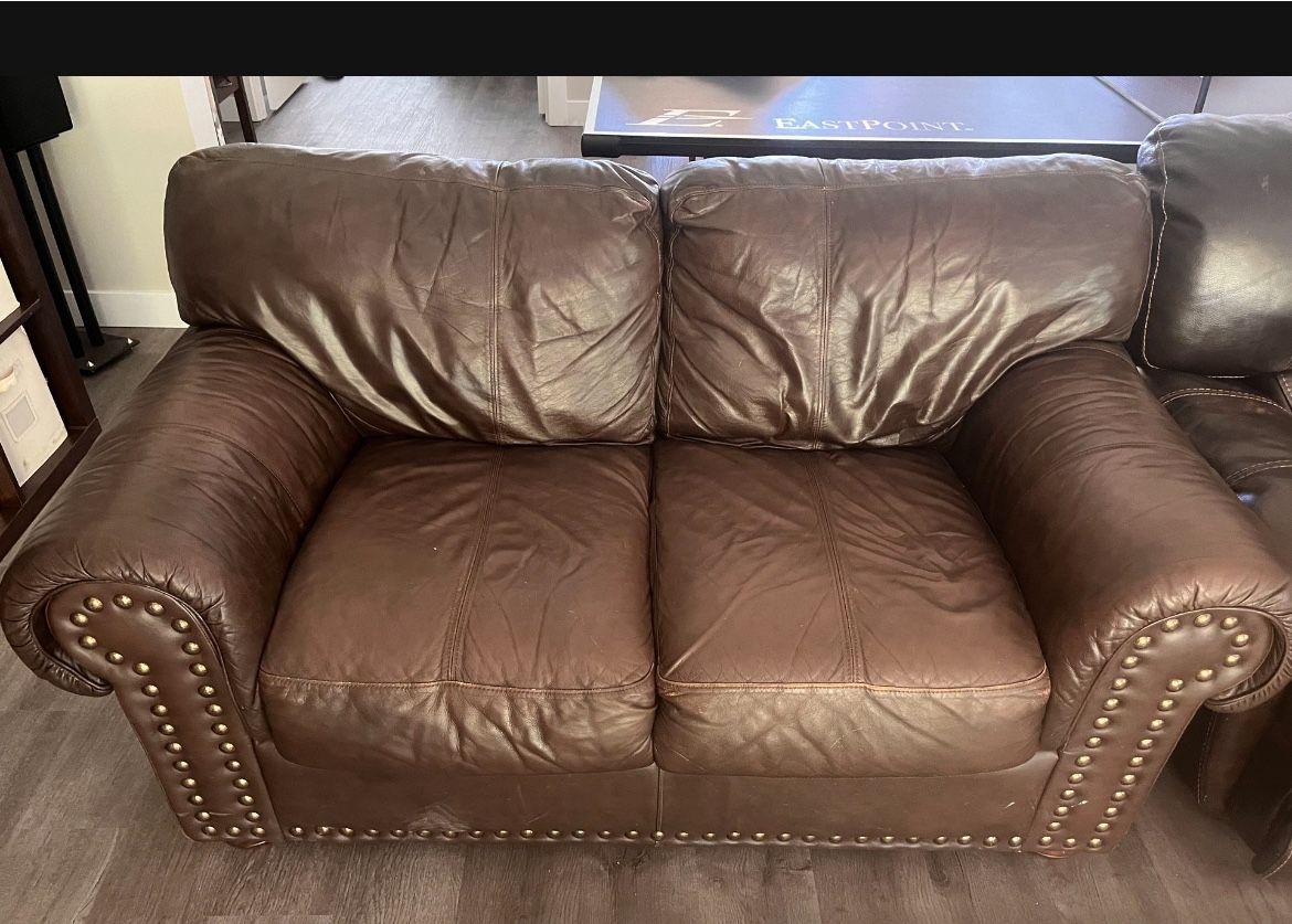Leather Loveseat - Brown
