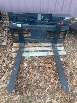 Heavy Duty Hydraulic Skid Steer Fork Attachment / Pallet Forks w Side Shift