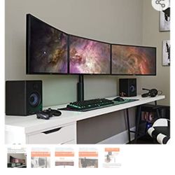 ECHOGEAR Triple Monitor Desk Mount Stand for 3 Screens Up to 27" - Adjust Tilt, Orientation & Swivel of Each Monitor Without Tools -