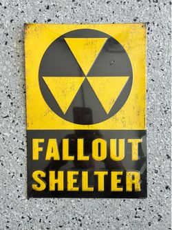 FALLOUT SHELTER Reproduction Tin Sign by Open Road. 9x13. Brand New In Packaging