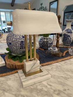 House of Troy Vintage White Bankers Lamp