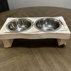 Rustic Small Dog Food/water Dish Set (12”w x 6”d x 4”h)