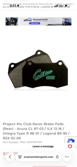 Project mu club racer brake pads rsx Integra type r
