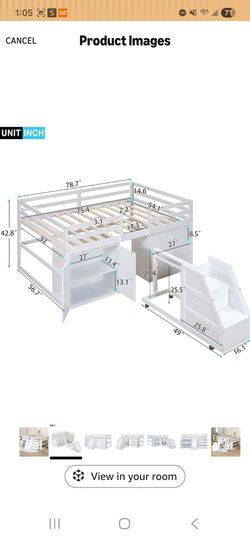 loft bed with drawers and stairs