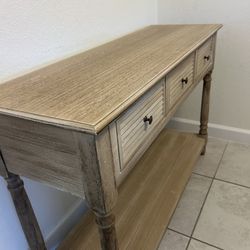 White Stone Wood Console Table