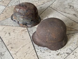 Cool man cave decor Battlefield dug WW2 WWII German military helmet helmets