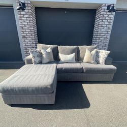 Free Delivery Bonnaterra Charcoal 97" Reversable Sectional Sofa Couch