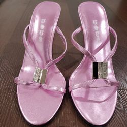 Bebe Shiny Metallic Light Pink Heels Size 6.5