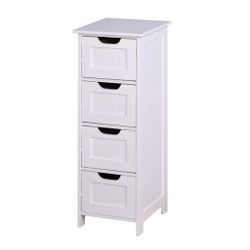 11.8 in. W x 11.8 in. D x 32.3 in. H White Linen Cabinet with Drawers