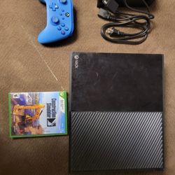 Xbox One With Controller, Power Cord, And Construction Simulator