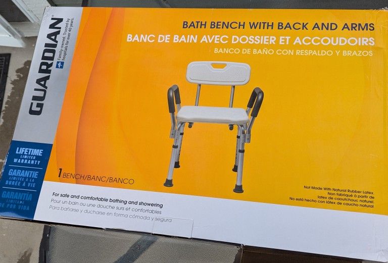 Medline Shower Chair for Inside Shower, Heavy Duty, 350 lb Capacity, Adjustable Height, Non-Slip Seat with Padded Armrests & Back, White