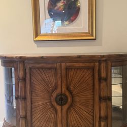 Elegant Curved Wood Sideboard / Buffet with Glass Display Cabinets – Excellent Condition