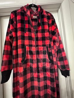 Little Blue House Red Buffalo Plaid Fleece Hooded Onesie