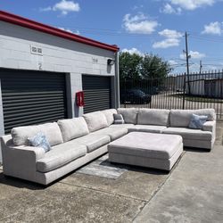 Oversized L-Sectional Sofa Couch W Ottoman 