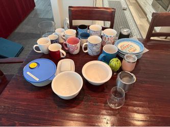 Mugs, bowls, Glass Etc.