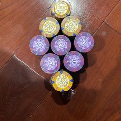 Poker Chips With &1K And $500 Denomination