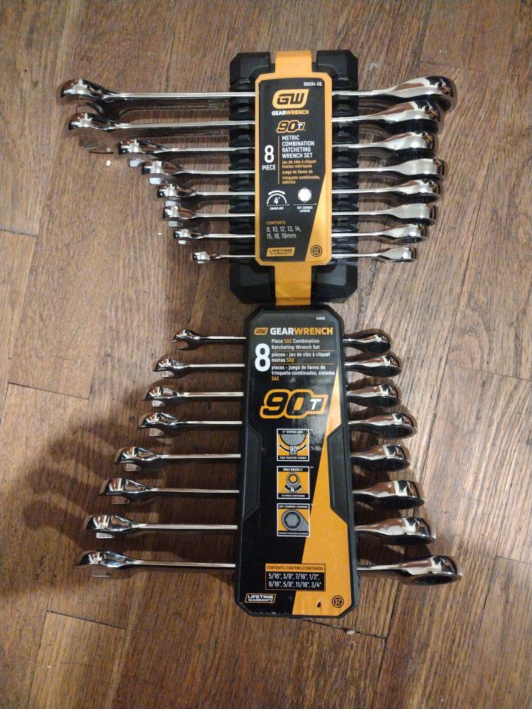 Gearwrench 16 Piece Ratcheting Wrench Sets Sae And Metric 