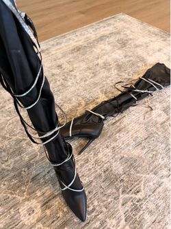 Azalea Wang Agent Over-the-Knee Rhinestone Boots - Black - Sz 11