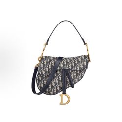 DIOR Saddle detachable adjustable shoulder strap magnet buckle open and close print fabric saddle bag one-shoulder cross-body handbag(158)37