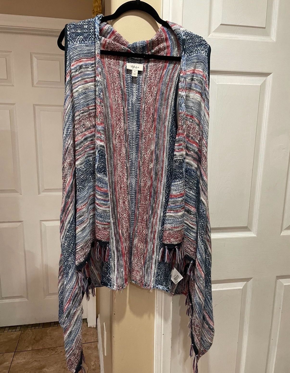 Red, Blue and White Cardigan 