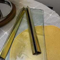 2 Glass Floating Shelves Gold Bracket 