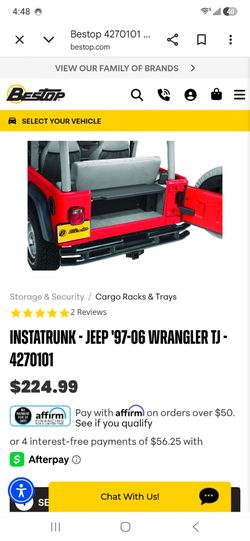 Bestop Instatrunk Jeep Wrangler TJ Cargo Tray