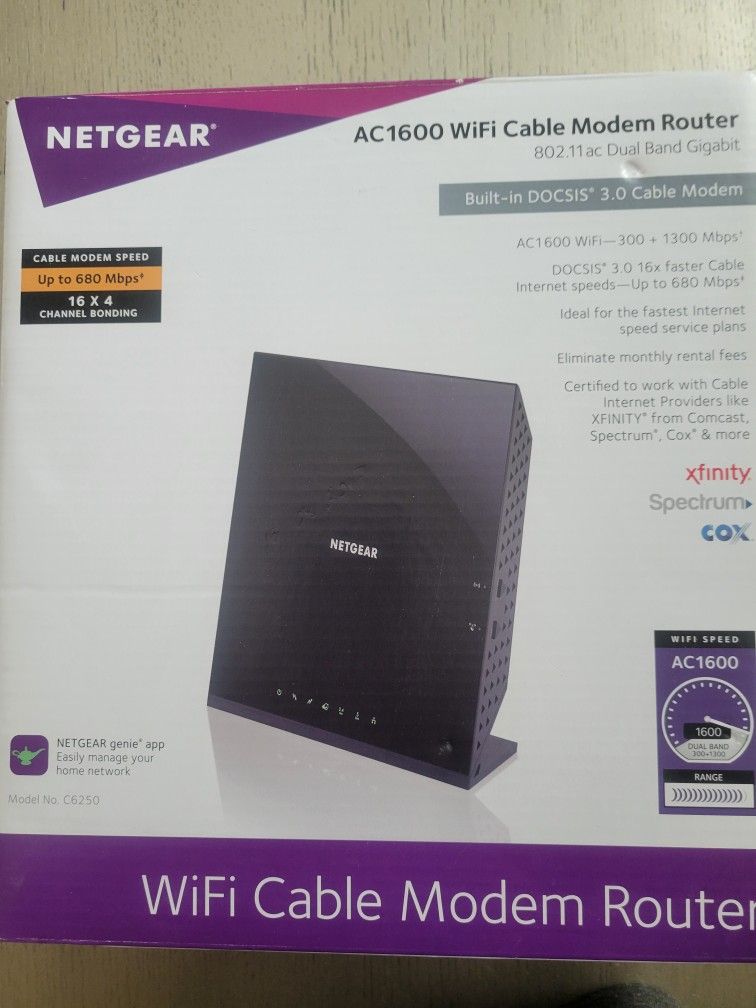 Netger C6250-100NAS AC1600 WIFI Cable Modem Router Combo