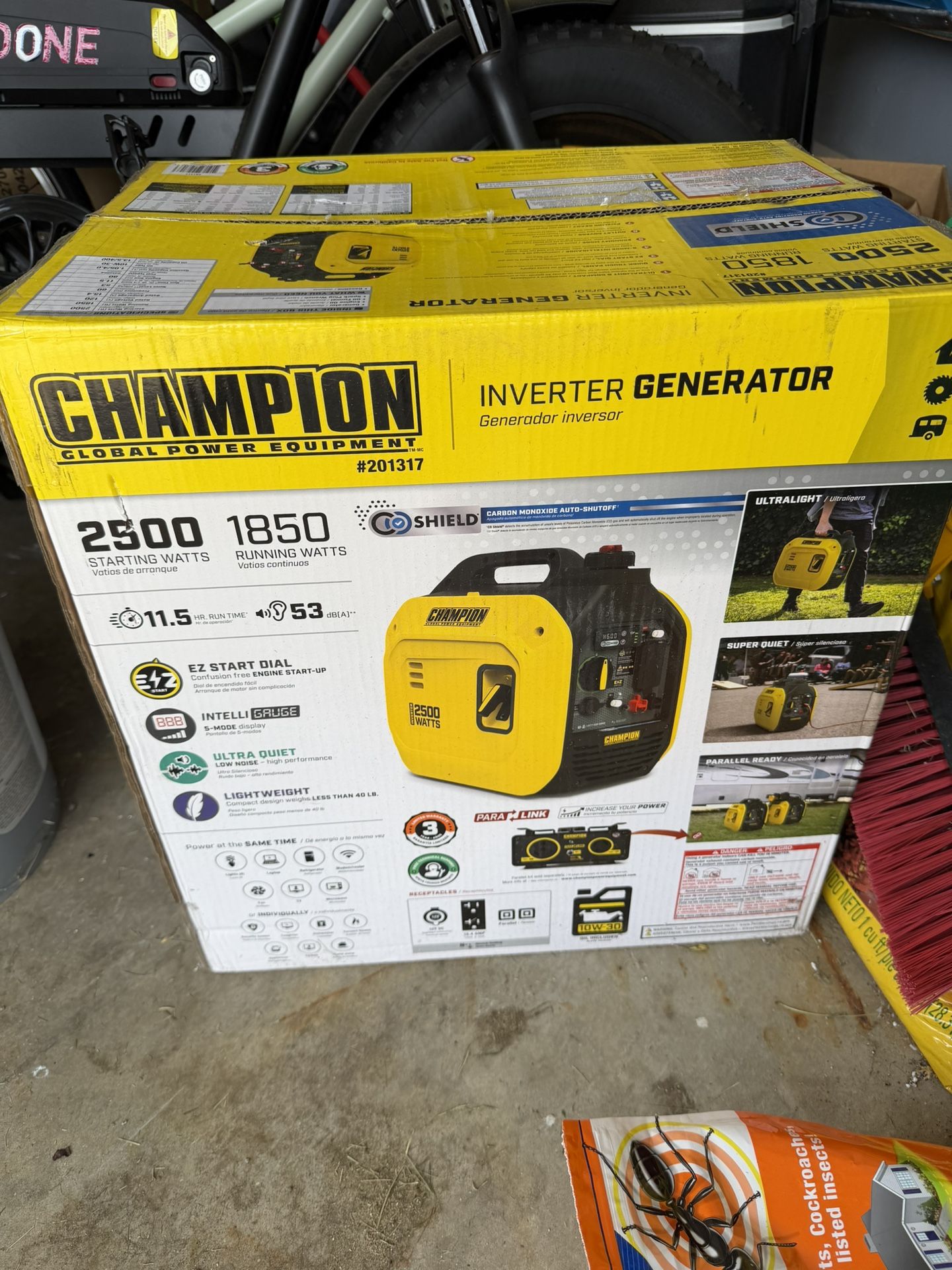 Only One Hour Use. Champion Power Equipment 2500-Watt Ultralight Portable Inverter Generator with Quiet Technology and CO Shield