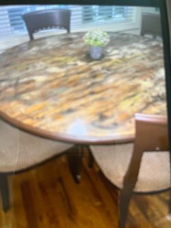 Table and four chairs
