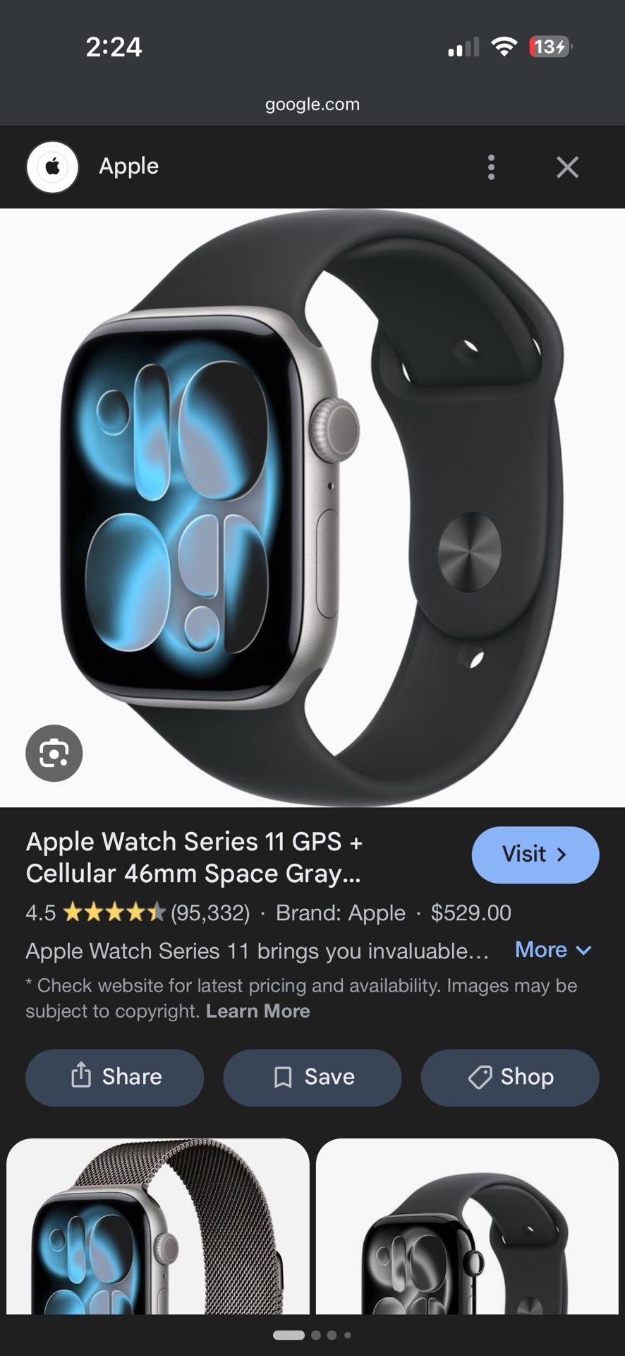 Apple Watch Series 11 46mm Space Gray Al Black SB M/L GPS
