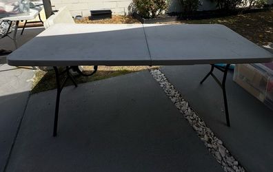 Heavy Duty Portable Folding Table, 6 ft, Indoor & Outdoor, Fold-in-Half Design with Carrying Handle,