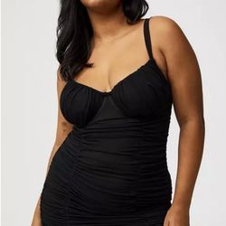 Torrid Ruched Mesh Chemise in black