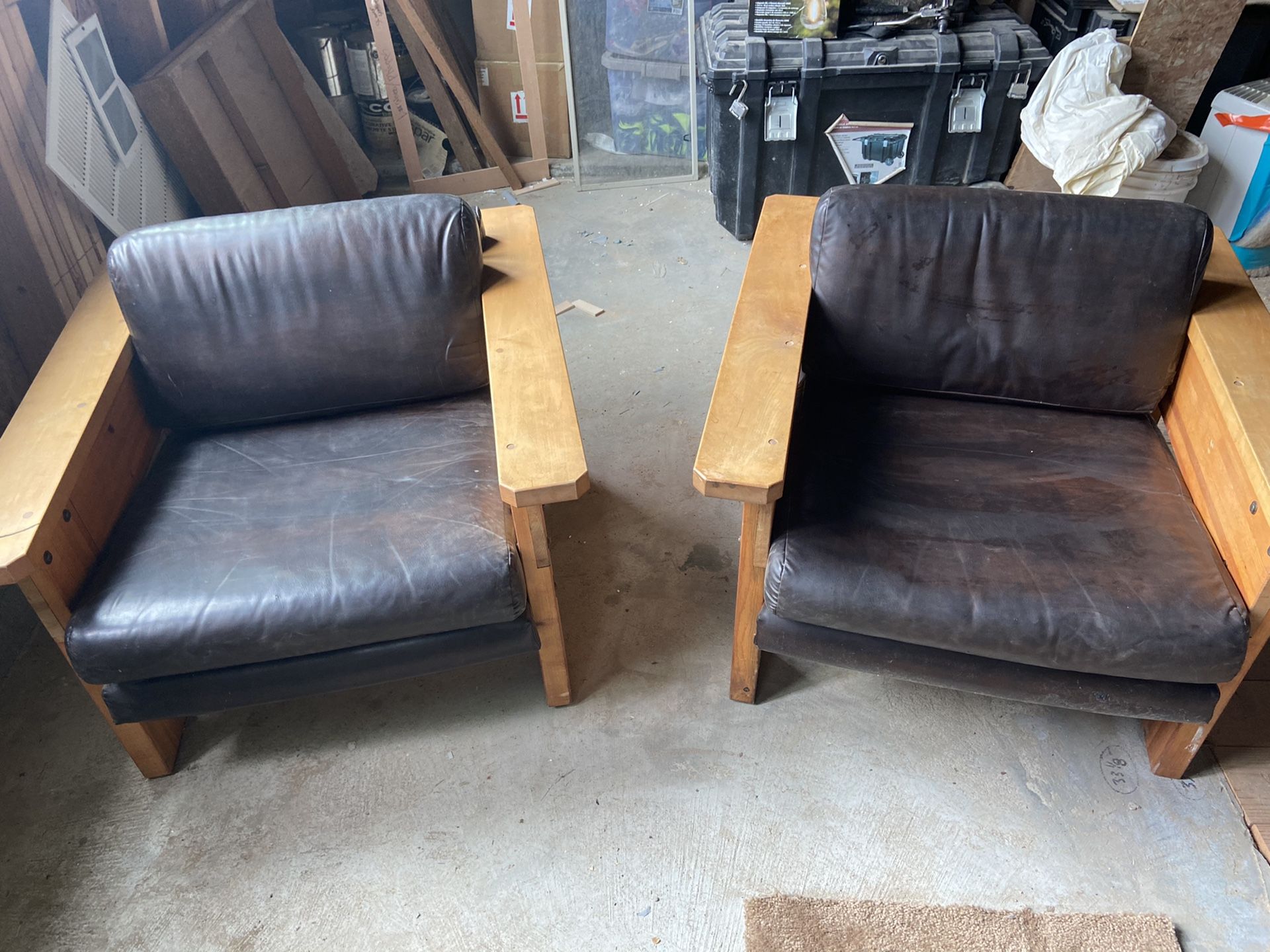 Oversized ranch style/modern industrial pair of chairs