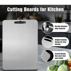 Titanium Cutting Board for Kitchen - 100% Pure Titanium Cutting Boards Non Toxic - 2025 New Upgrade Double Sided Metal Chopping Boards for Meat, Veget