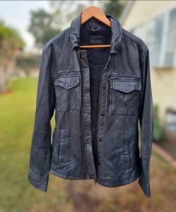 Men's vintage All Saints jacket leather xl blue gray xl