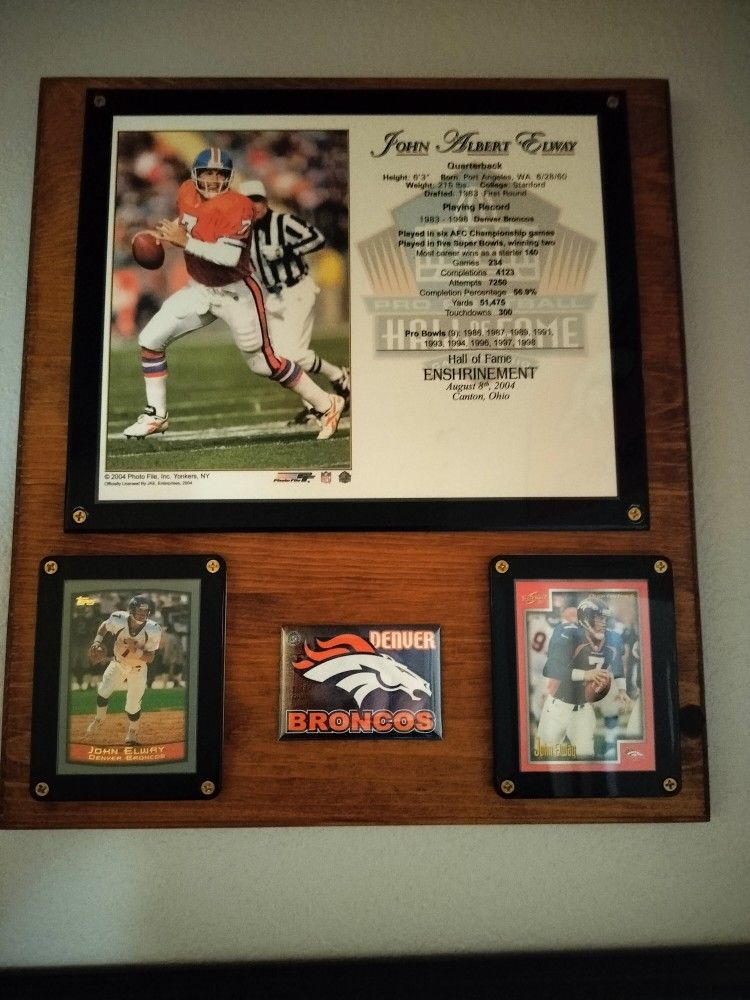 John Elway Hall of Fame Induction Plaque