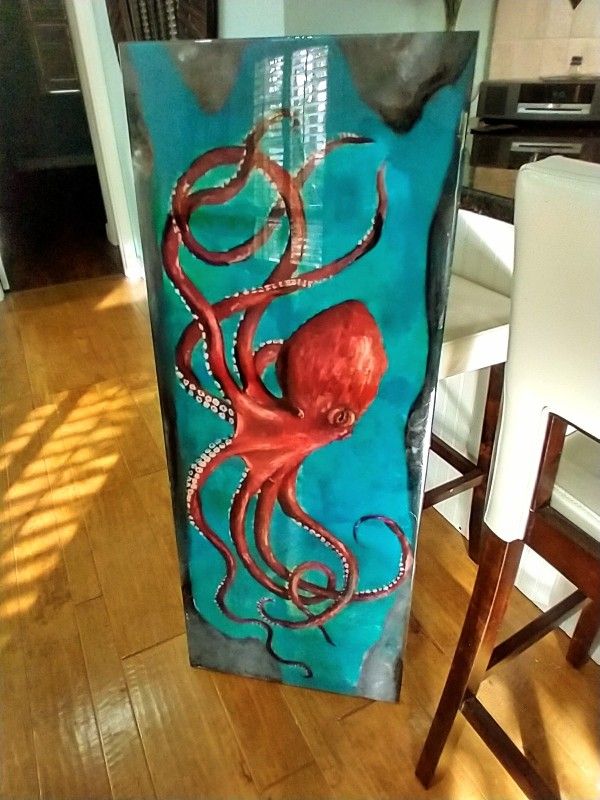 Octopus On Wood Art Patio Outdoors 