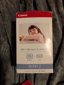 New Genuine Canon KP-108IN Color Ink and Paper Set designed for Canon SELPHY CP-series