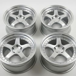 4PCS 19x10.5 JDM Meister Style Wheels 5x114.3 ET:22 CB:73.1 Hyper Silver Metallic Lip New