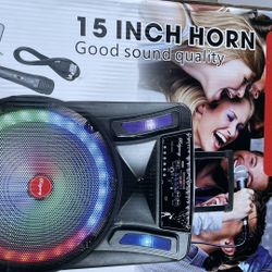 Speaker 15” Bluetooth Bateria Usb Reader