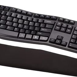 Amazon Basics Ergonomic Keyboard and Mouse Combo, Wireless, Right-Handed, 2.4 GHz USB, PC, Laptop, Black