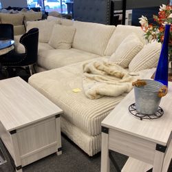 Amazing Ashley Plush Bling Farmhouse Shabby Chic Ivory Sectional Chaise And More Options $1750
