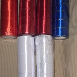 Satin Ribbon, Red Blue White 25 yard 1.57inch DIY Craft