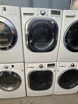 LG white front load washer and gas dryer set