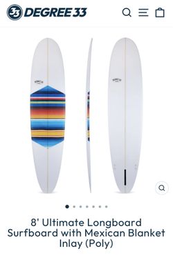 8'6" Ultimate Longboard Surfboard with Mexican Blanket Inlay (Poly)