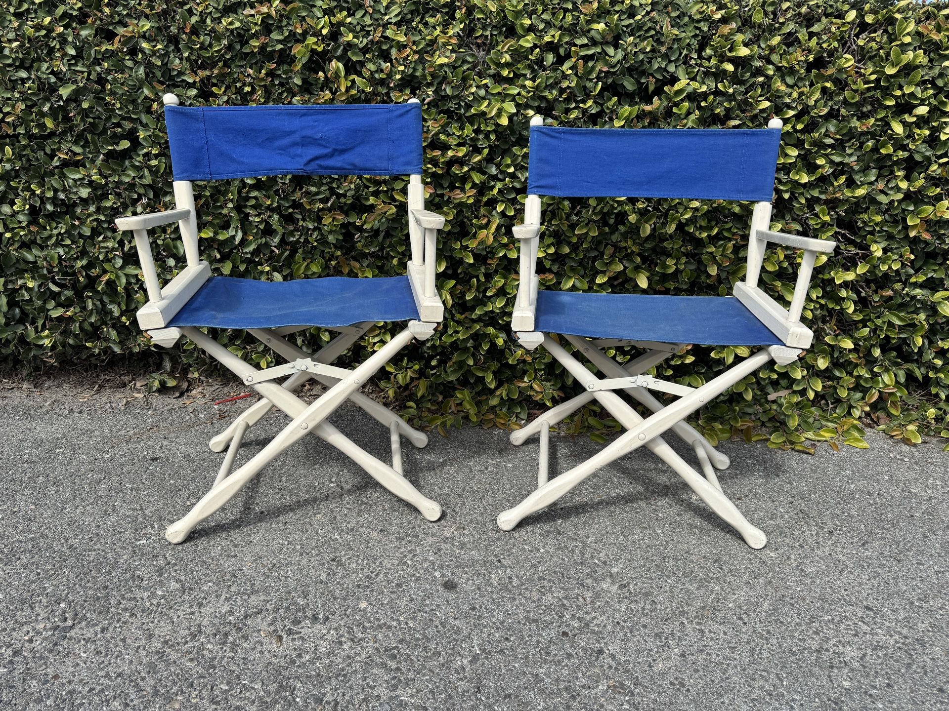 Vintage Ford DIRECTOR’s Chair VTG Set Of 2 Blue & White Chairs