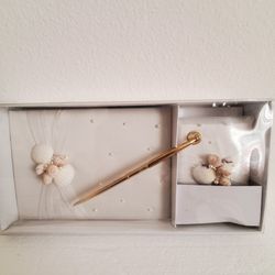Seashells & Pearls Wedding Guest Book & Pen Set