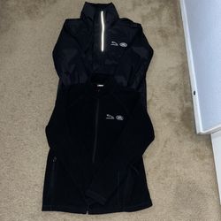 windbreaker and fleece jacket